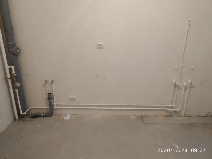 02.02.2021г. Завешаем монтаж систем ГВ, ХВ и канализации.