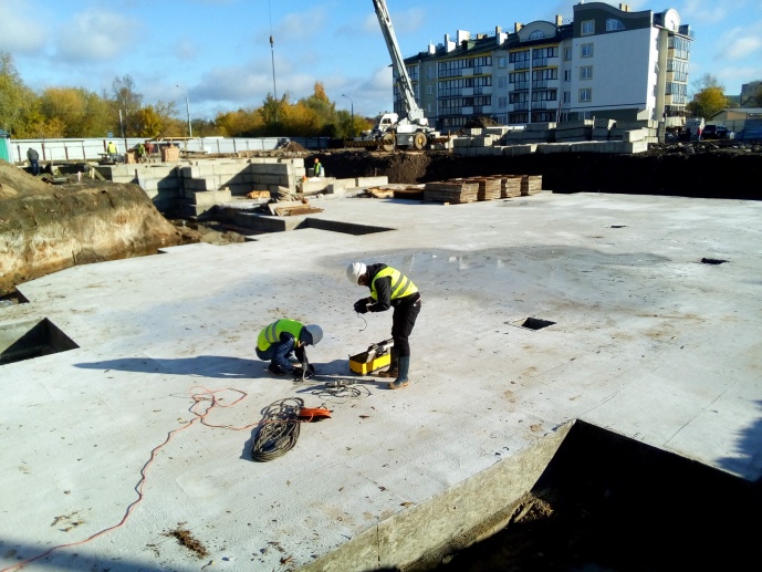 11.10.2018: Проверка прочности фундамента 3-ей секции перед началом монтажных работ