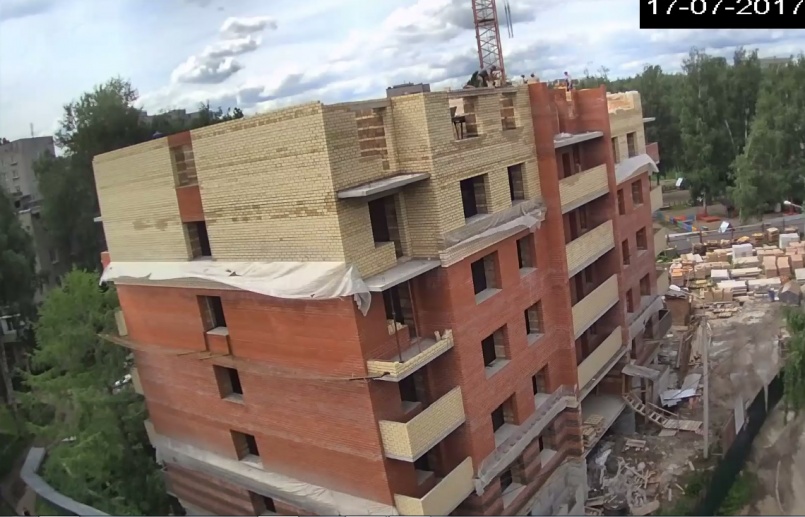 17.07.2017: Выполнено 80% работ по устройству стен 6-го этажа