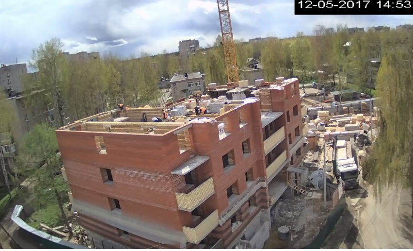 12.05.2017: Завершение устройства наружных и внутренних стен 4 -го этажа в осях 8-10