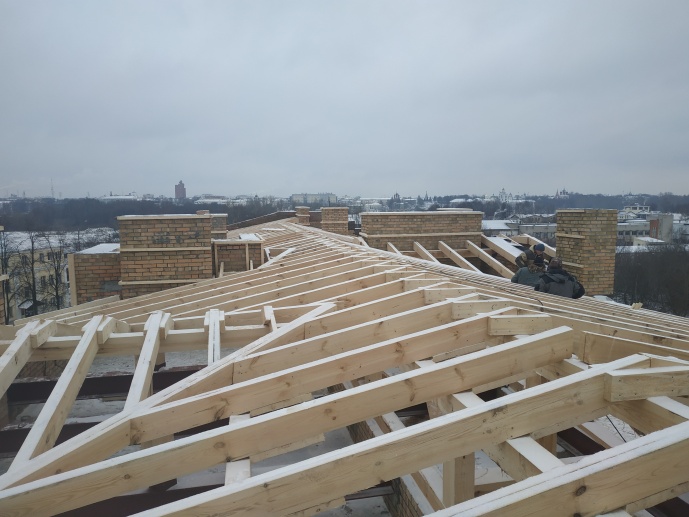 10.12.2019 монтаж стропильной конструкции.